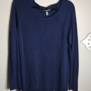 Light weight navy crew neckline sweater